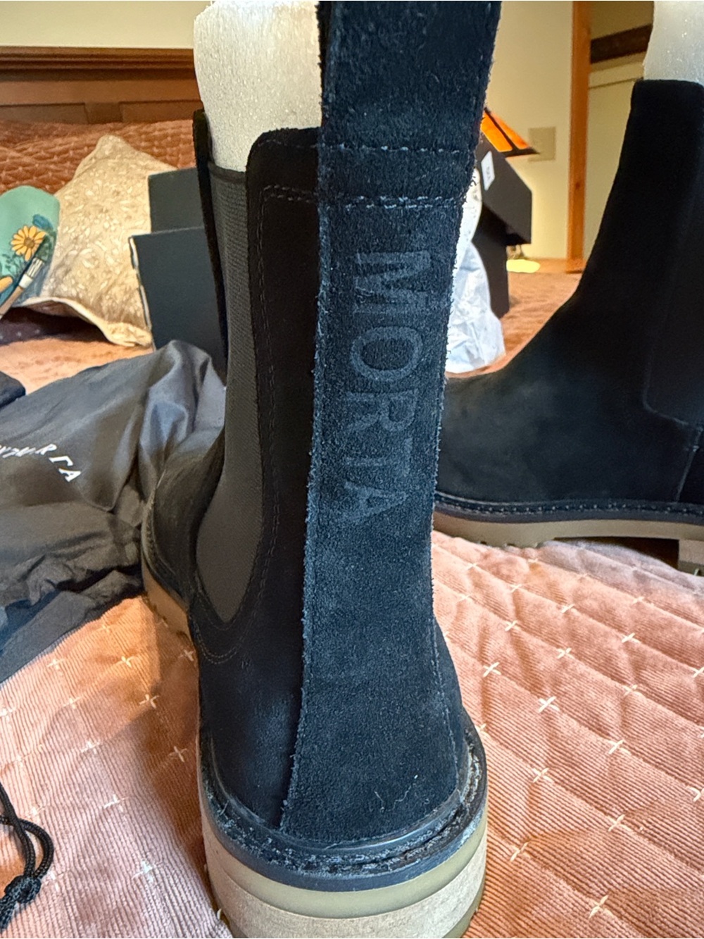 Saint Morta Black Suede Chelsea Boots for Men — Slip-On Lug Sole